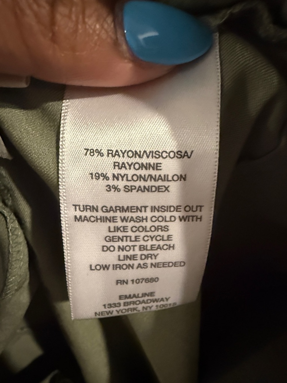Emaline Olive Chino Ankle Pants with Button Hem - Picture 4 of 4
